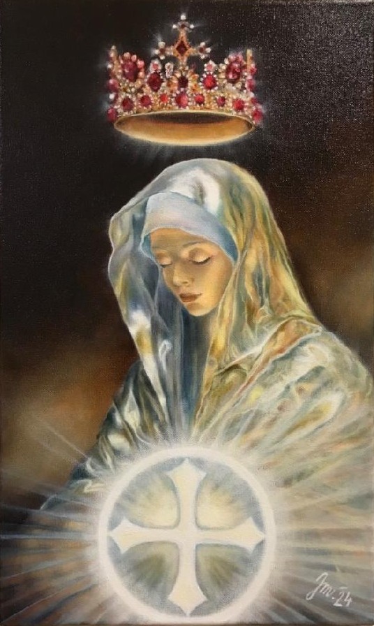 Syn Člověka jako malé děťátko a Prakrálovna / 30 x 50 cm, olej na plátně